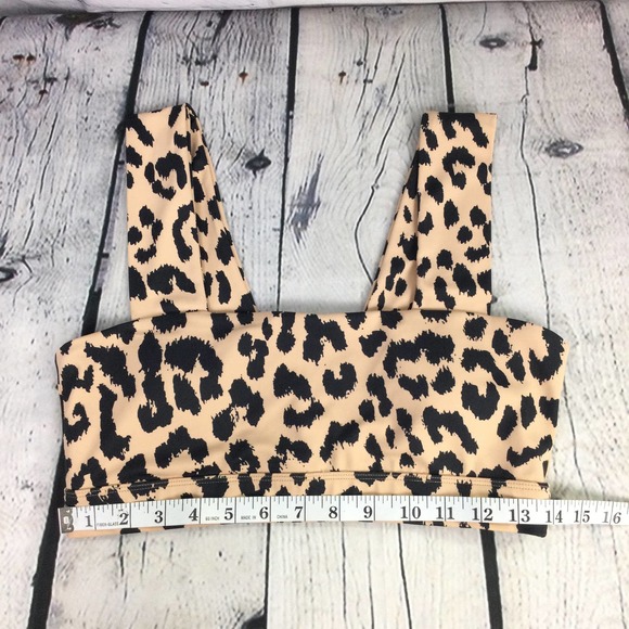 Allfenix Tan Animal Print Wide Strap Polyester Blend Sports Bra Women's Size L - Picture 13 of 14